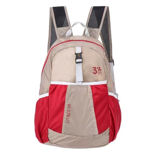 Travel lightweight foldable backpack hiking backpack splash proof compact travel backpack day pack (khaki&red) - color: Khaki&red