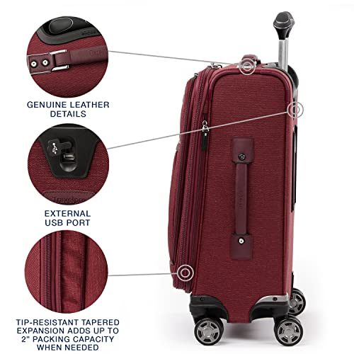 Travelpro Platinum Elite Carry-On Luggage Spinner, Red, 21-Inch - color: Bordeaux Red, size: Carry-On 21-Inch