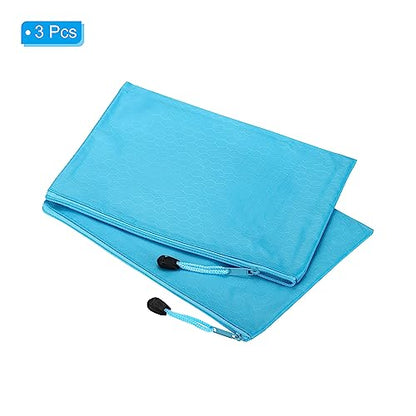 PATIKIL Waterproof Zipper File Bags, 3 Pack A5 Document Holders Pencil Pouch for Office, Light Blue - color: Light Blue, size: A5