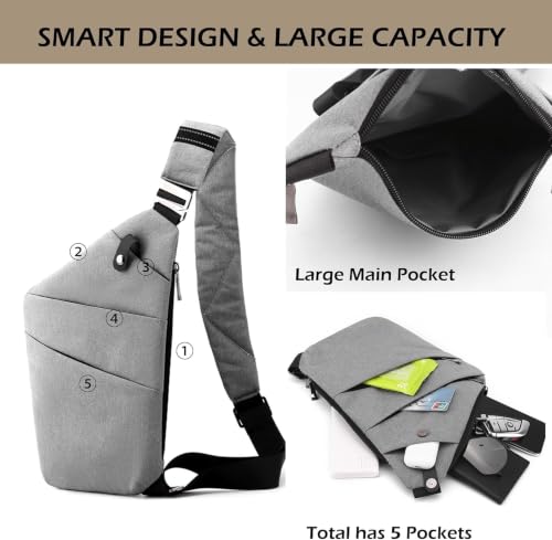 Anti Theft Crossbody Bags for Women Men, Multi-Pocket Shoulder Bag, Slim Sling Bags with 2 RFID Blocking Card (Right Shoulder-Black#2) - color: Right Shoulder-black#2