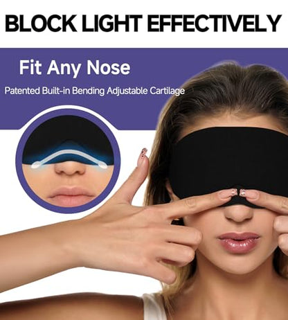 Mavogel Cotton Sleep Eye Mask, Light Blocking with Adjustable Nose Bridge - color: Black
