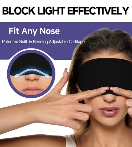 Mavogel Cotton Sleep Eye Mask, Light Blocking with Adjustable Nose Bridge - color: Black