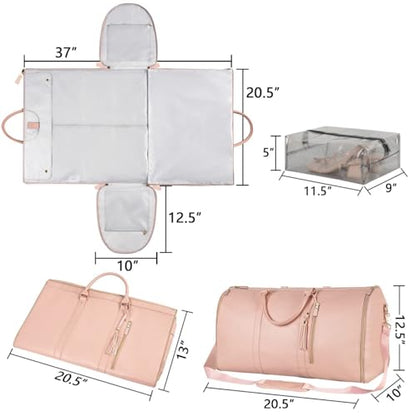 Convertible Garment Duffle Bag for Travel, Pink - color: Pink