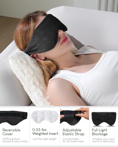 Sivio Weighted Eye Mask for Sleeping, Blackout Sleep Mask for Women & Men - color: Black