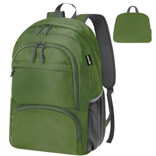 HOLYLUCK 20L lightweight packable Hiking Daypack Foldable Backpack for Men Women Small Travel Outdoor Foldable Shoulder Bag - color: Army Green