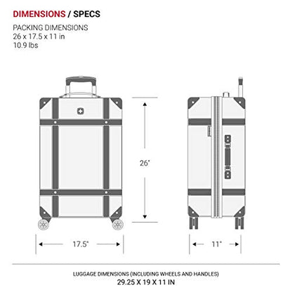 SwissGear 7739 Hardside Luggage Trunk with Spinner Wheels, White, Checked-Large 26-Inch - color: White, size: Checked-Large 26-Inch