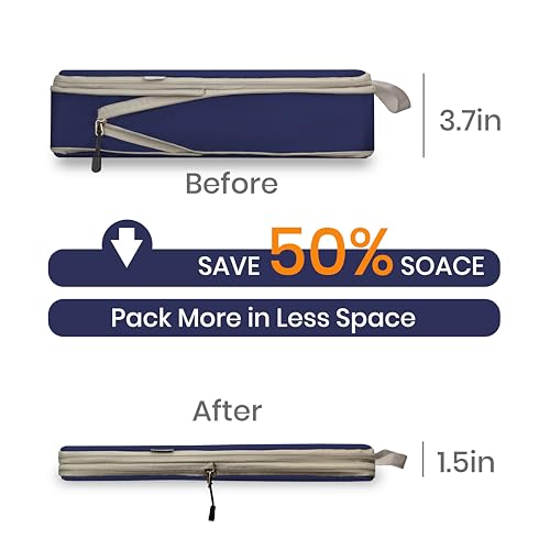 Compression Travel Packing Cubes with White Mesh, Blue, 4Pcs - color: Blue, size: Set of 4