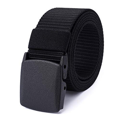 Mile High Life | Nylon Web Belt | Outdoor Military Belt | TSA Safe Buckle Plastic/Metal - color: Black-510navy 2pc