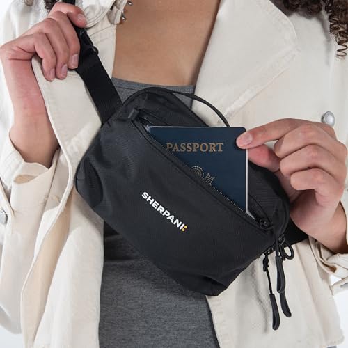 Sherpani Hyk, Small Sling Bag, Lightweight Travel Fanny Pack - color: Raven