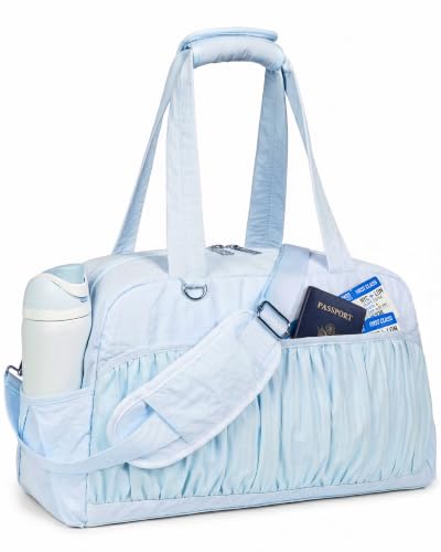 Cute Travel Duffle Bag for Women, Carry On Airline Personal Item Bag - color: Sky blue