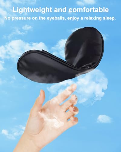 Sleep Mask, Silk Sleep Mask with Adjustable Strap, Super Soft Satin Blackout Sleeping Eye Mask for Men&Women, Comfortable Blindfold Eyeshade for Night Sleep 4 Pack (Black Blue) - color: Black Blue