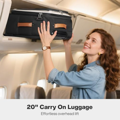 mixi Carry On Luggage 20 Inch Softside Suitcase, Black-Off White - color: Black-Off White, size: 20-Inch Carry On