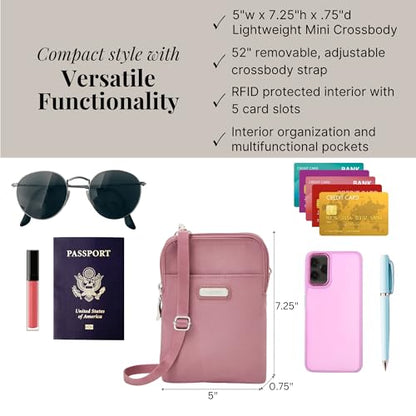 Baggallini The New Classic Collection Take Two RFID Bryant Crossbody - color: Dusty Mauve