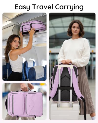 Taygeer Travel Backpack, Luggage Backpack with 15.6inch Laptop Compartment - color: Orchid Purple