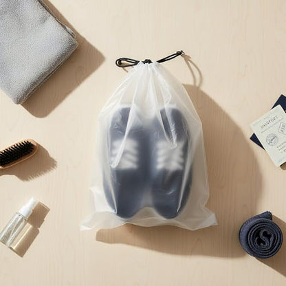 60 Drawstring Shoe Bags 11.8x15.7" 60 Clear Clothes Bags 10x13"