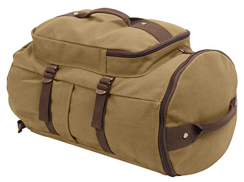 Rothco Convertible Canvas Duffle Backpack – Outdoor Camping Weekend Travel Bag 30L - color: Coyote Brown