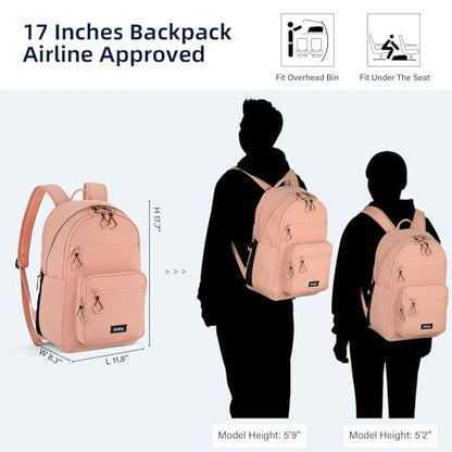 HanTrip 18 Inch Carry on Travel Backpack with Lots of Pockets, Pink - color: Pink, size: 18 Inch