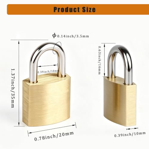 6Pack Small Locks with Same Keys, 3/4" (20mm) Mini Exquisite Lock Body Solid Brass Luggage Locks, Little Padlocks for Suitcase, Backpack, Tool Box, Diary Book, School Locker, Travel Lock - size: 20mm, 6pack