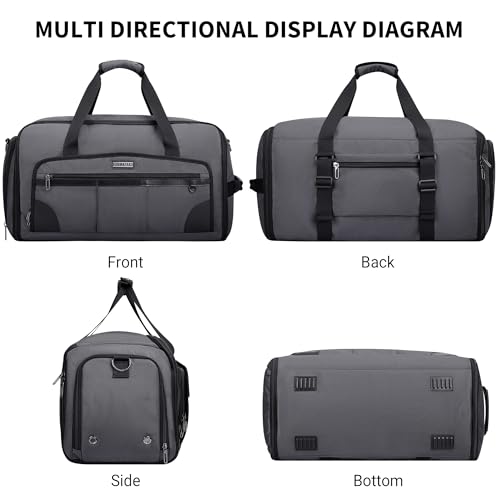 WITZMAN Garment Duffle Bags for Travel Men Suits 55L with Shoe Compartment - color: Silvery Grey