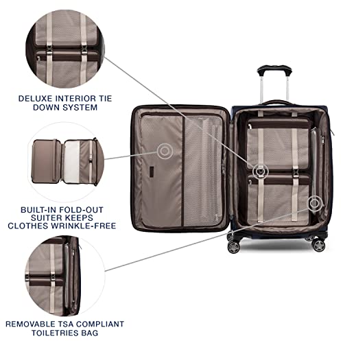 Travelpro Platinum Elite Checked Luggage Spinner, True Navy, 25-Inch - color: True Navy Blue, size: Checked-Medium 25-Inch