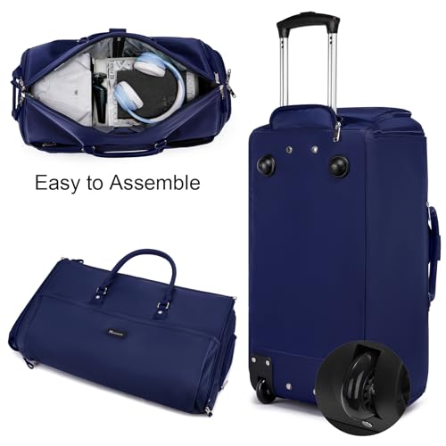 Modoker 3-in-1 Rolling Garment Duffle Bag with Wheels, 25in Blue - color: 25in-Blue