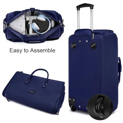 Modoker 3-in-1 Rolling Garment Duffle Bag with Wheels, 25in Blue - color: 25in-Blue