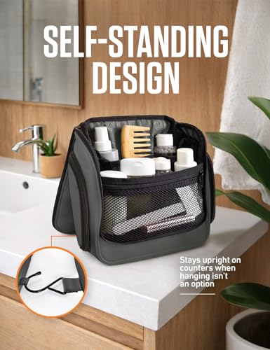VENTURE 4TH Hanging Travel Toiletry Bag, 18 Compartments - Shadow Gray - color: Shadow Gray