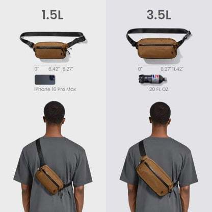 tomtoc 3.5L X-Pac Sling Bag with RFID Blocking Crossbody Pack for Men Women - color: X-Pac Brown, size: 3.5L