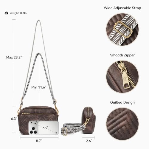 BOSTANTEN Quilted Small Crossbody Bag for Women Vegan Leather Purses - color: Coffee