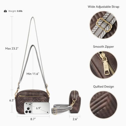 BOSTANTEN Quilted Small Crossbody Bag for Women Vegan Leather Purses - color: Coffee