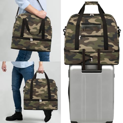 Camo Travel Duffle Bags With Shoes Compartment Weekender Overnight Bag - color: print 15