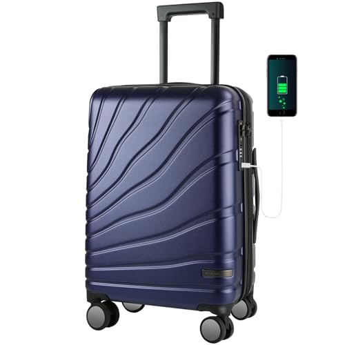 VANKEAN 20" Expandable Hardshell Spinner Carry-On with TSA Lock Approved - color: Navy