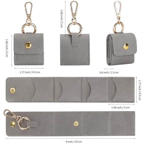 KUKUVR Mini Travel Jewelry Organizer Case with Keychain (Grey) - color: Grey