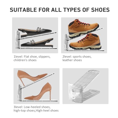 NVGSN 10Pack Clear Shoe Slot Organizer,Shoe Stacker,Storage Space Saver 50% - color: 10 pack