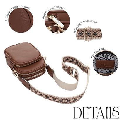 Mali+Lili, Josie Triple Zip Crossbody Bag - color: Webbing_brown