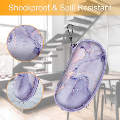 FINTIE Sunglasses Case with Carabiner, Hard Shell Shockproof Sport Glasses - color: Lilac Marble