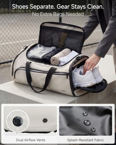 LUGGEX Duffle Backpack with Shoe Compartment, 40L Expandable Gym Travel Bag - color: Black