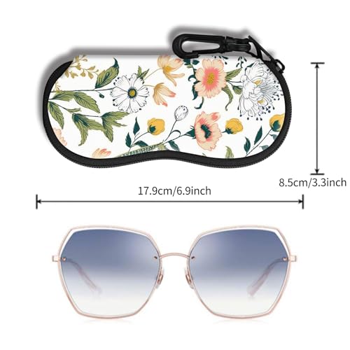 Hion Sunglasses Soft Case Ultra Light Neoprene Zipper Eyeglass Case With Belt Clip - color: 2b-beautiful Flowers