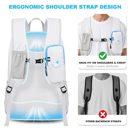 Seektop 15L Foldable Lightweight Hiking Backpack for Men and Women - color: Blue White