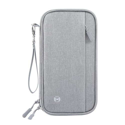 Passport Holder Family RFID Blocking Passport Wallet (Grey-Medium) - color: Grey