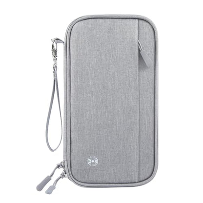 Passport Holder Family RFID Blocking Passport Wallet (Grey-Medium) - color: Grey