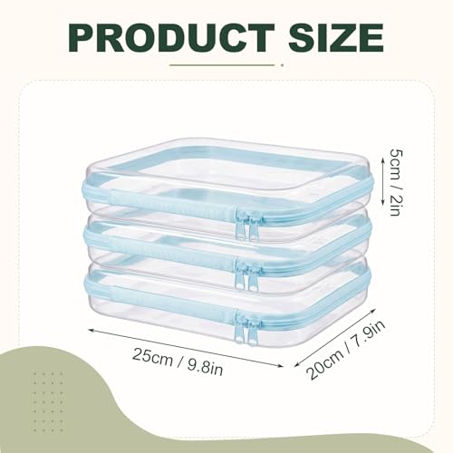 3 Pack Medium Blue Clear Hard Shell Zipper Cases,Zipper Pouches - color: Clear Blue, size: 3 Pack (M)