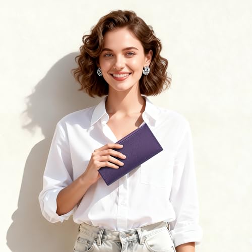 Tipmile Slim Wallet for Women, RFID Blocking Credit Card Holder - color: Purple