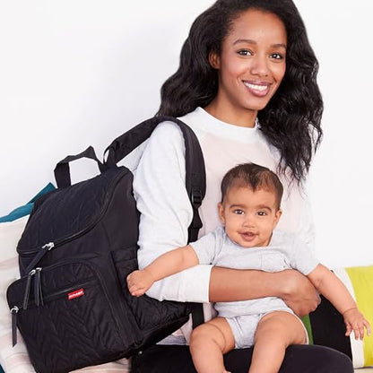 Skip Hop Diaper Bag Backpack: Forma, Multi-Function Baby Travel Bag with Changing Pad & Stroller Attachment, Jet Black - color: Black