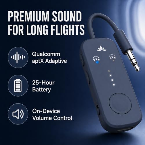 Avantree Relay - Airplane Bluetooth Adapter for 2 AirPods or Headphones - color: 3-Midnight Blue