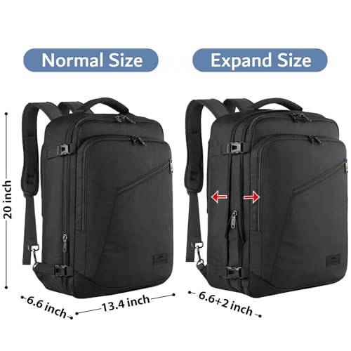 MATEIN 45L Travel Backpack, Expandable Large Carryon Backpack for Men Women - color: Black, size: XX-Large