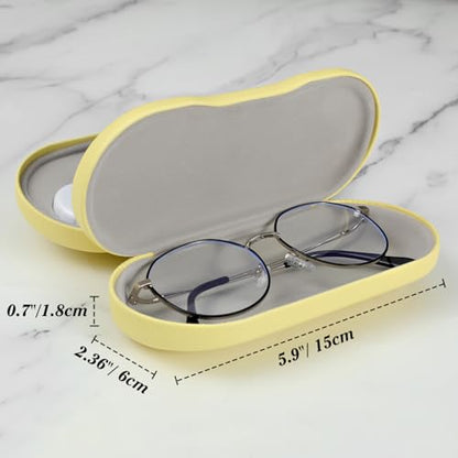 MoKo Double Eyeglass Case,Glasses and contact case 2 in 1 with Mirror - color: Yellow