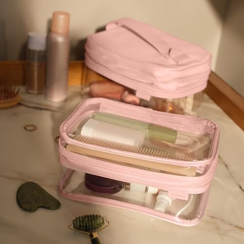 Away Clear Toiletry Bag, Water-Repellent, TSA Approved Travel Organizer - color: Blush Pink