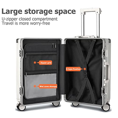 feilario PC Hardside Carry On Luggage, Aluminum Frame, TSA Lock, Cup Holder - color: A1-Ivory White (zipperless closure), size: 22.5"