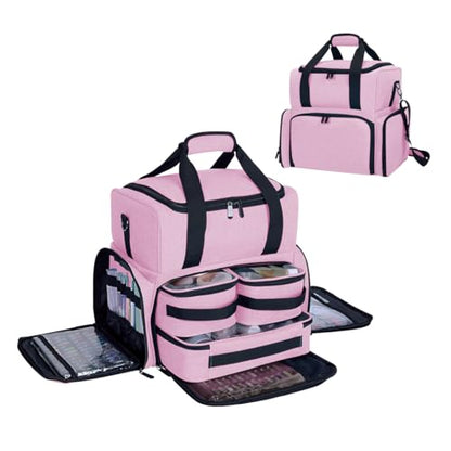 Large Makeup Bag with 3 Removable Case and 2 Removable Dividers,Pink - color: Pink